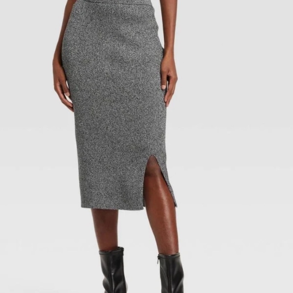 NWT A New Day Lurex Sweater Knit Midi Skirt L